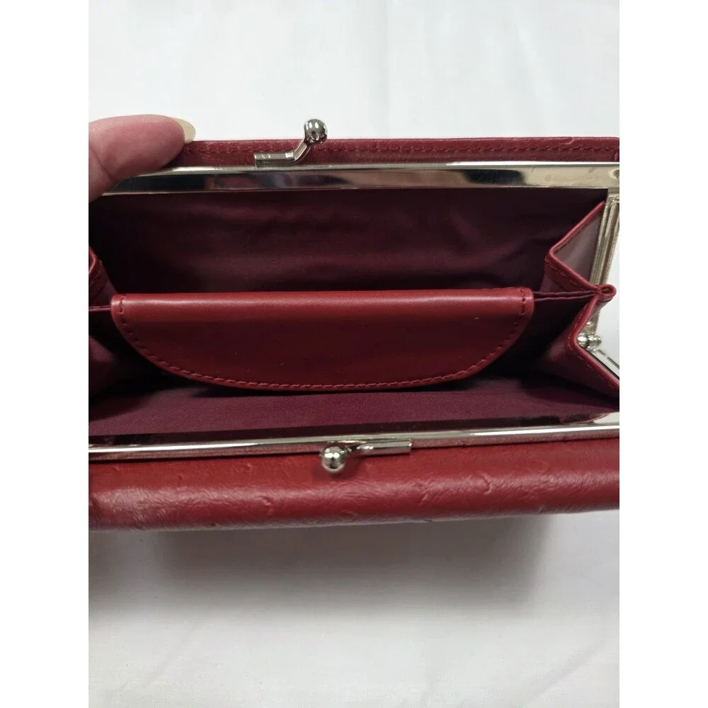 Vintage Guang Tong Red Ostrich trifold wallet